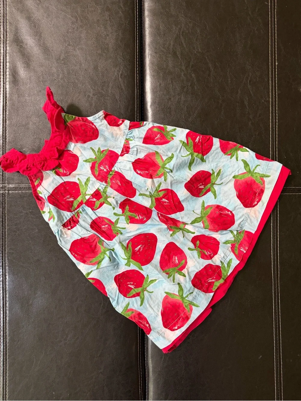 Gymboree - Girl’s Red Strawberry Print Ruffle Strap Dress